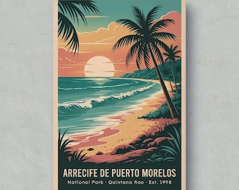 Arrecife Puerto Morelos National Park Poster, Mexico Travel Print