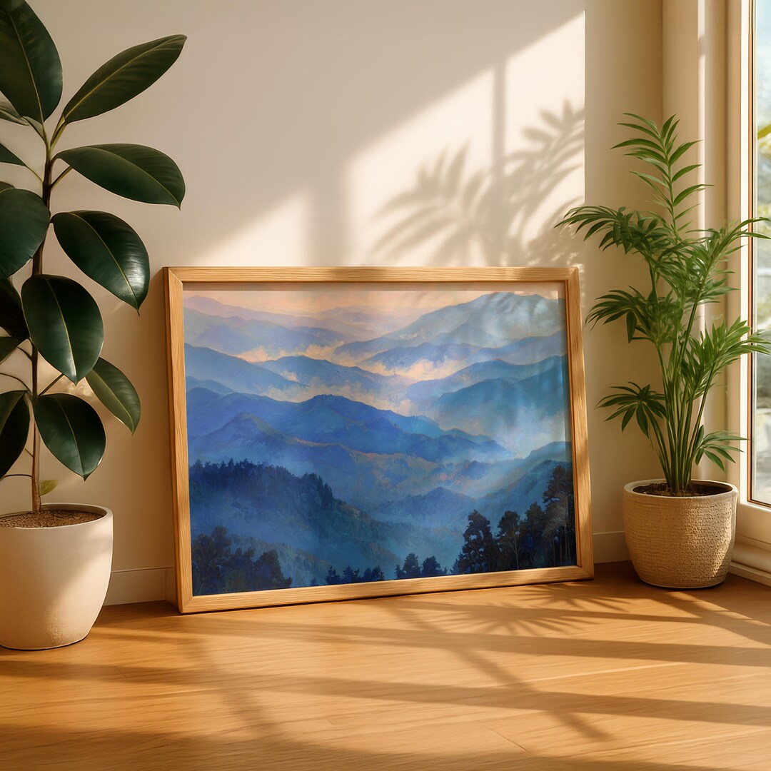 Blue Ridge Canvas Blue Ridge Canvas, Layered Mountain Wall Art, Calm Nature Print ...