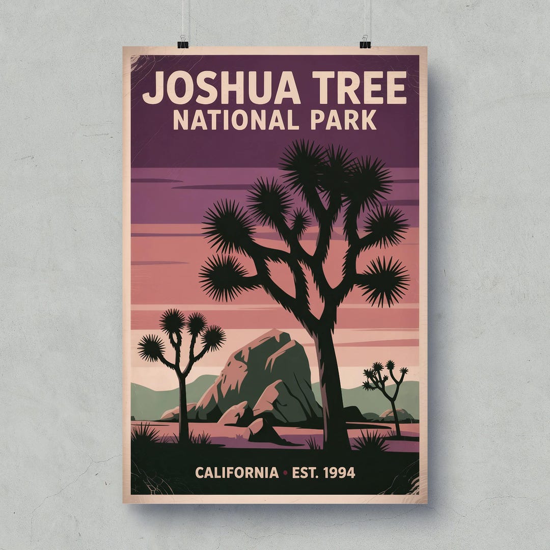 Joshua Tree National Park Poster: Vintage California Travel Print - Etsy