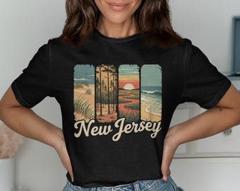Retro New Jersey T-Shirt: Beach & Shore Scene