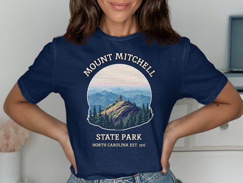 Mount Mitchell State Park T-Shirt, North Carolina Hiking Tee, Outdoor Adventure Shirt, Vintage Style Graphic Tshirt