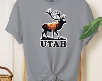 Utah Elk Mountain Shirt | Sunset Landscape Tee, Nature Graphic Hoodie or Sweater, Outdoor Adventure Gift