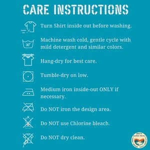Care Instructions Shirt Care Guide, Turn Shirt Inside Out, Machine Wash Cold, Gentle Cycle, Hang-dry, Medium Iron Inside Out
