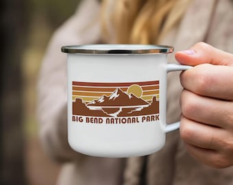 Big Bend National Park Mug, Retro Sunset Mountains, Outdoors Souvenir