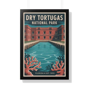 Plakat Retro Dry Tortugas National Park: Sztuka podróżnicza z Florydy w stylu vintage