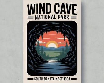Wind-Cave-Nationalpark Poster: Vintage South Dakota Reisekunst
