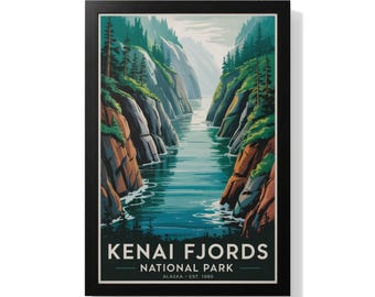 Plakat Parku Narodowego Kenai Fjords: Vintage wydruk z podróży po Alasce