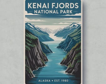 Plakat Parku Narodowego Kenai Fjords: Vintage wydruk z podróży po Alasce