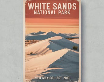 Retro White Sands National Park Poster: Vintage Desert Art Print