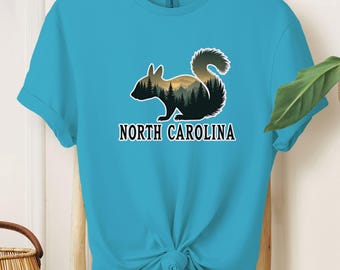 North Carolina Squirrel Shirt | Scenic Forest Silhouette Tee, Nature Graphic T-Shirt, Hoodie or Sweater