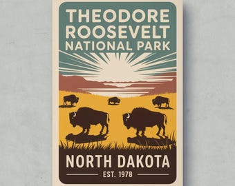 Theodore Roosevelt National Park Poster: Vintage North Dakota Travel Art