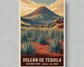 Poster nationaal park Volcán de Tequila, retro Mexico-kunstdruk