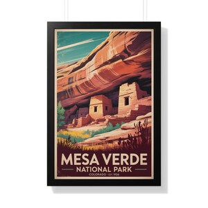 Póster del Parque Nacional Mesa Verde, póster vintage del Parque Nacional, arte mural de Colorado, póster de viajes panorámicos, impresión de naturaleza