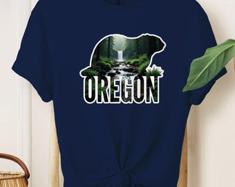Oregon Beaver Waterfall T-Shirt: Pacific Northwest Nature Tee