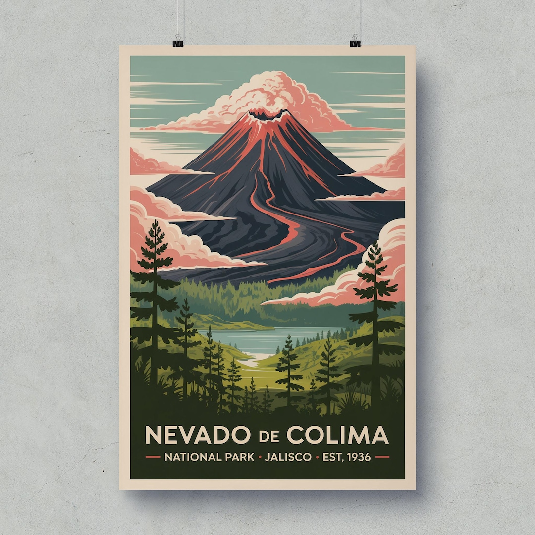 Nevado De Colima Volcano Poster, Mexico National Park Print - Etsy UK