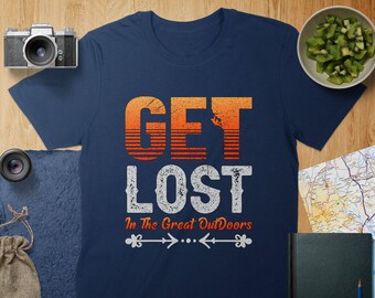 Camiseta gráfica Get Lost Outdoors, camiseta de aventura para caminhadas