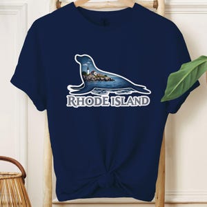 ロードアイランドシールTシャツ：沿岸灯台グラフィックTシャツ