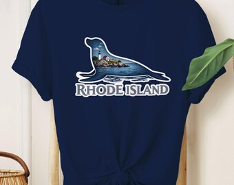 Rhode Island Seal T-Shirt | Ocean Lighthouse Graphic Tee, Hoodie or Sweater, Coastal New England Gift