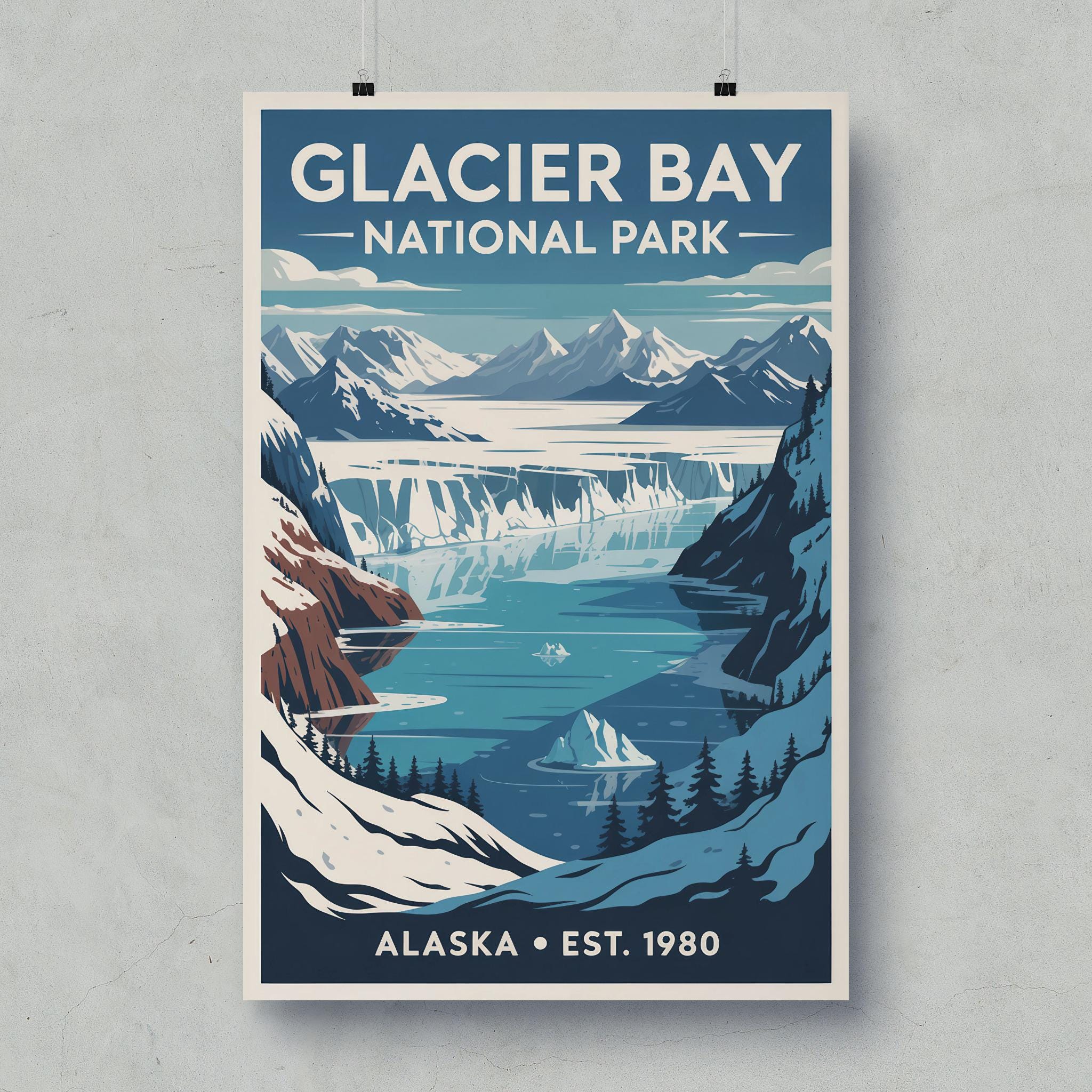 Glacier Bay National Park Poster: Vintage Alaska Travel Print - Etsy