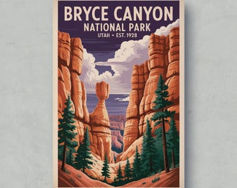 Vintage Bryce Canyon National Park Poster: Utah Landscape Art Print