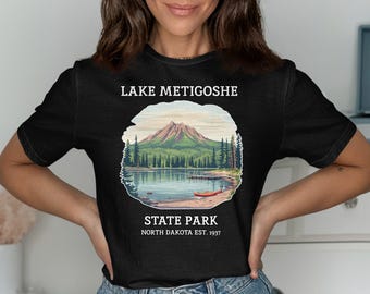 Camiseta del Parque Estatal del Lago Metigoshe: Camiseta vintage de Dakota del Norte