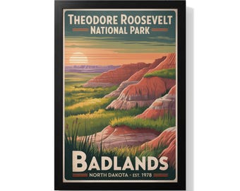 Theodore Roosevelt National Park Poster: Vintage Badlands Travel Art