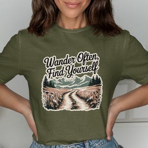 Motivational Mountain T-Shirt: Wander Often, Find Yourself
