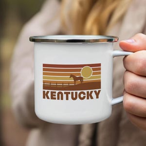 Kentucky Horse Sunset Coffee Mug, Equestrian Gift, State Pride
