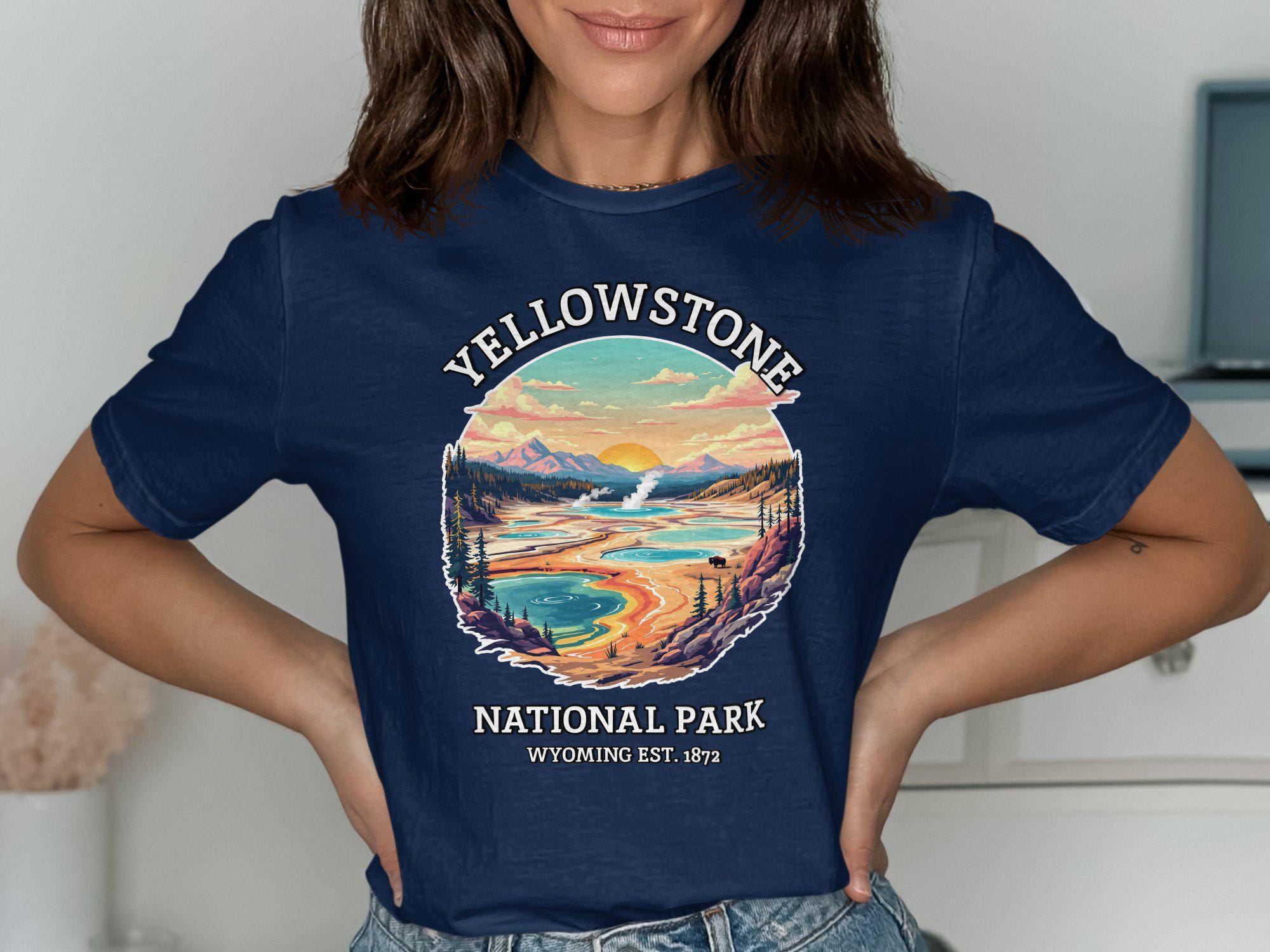 Vintage Yellowstone National Park T-shirt: Retro Sunset Tee