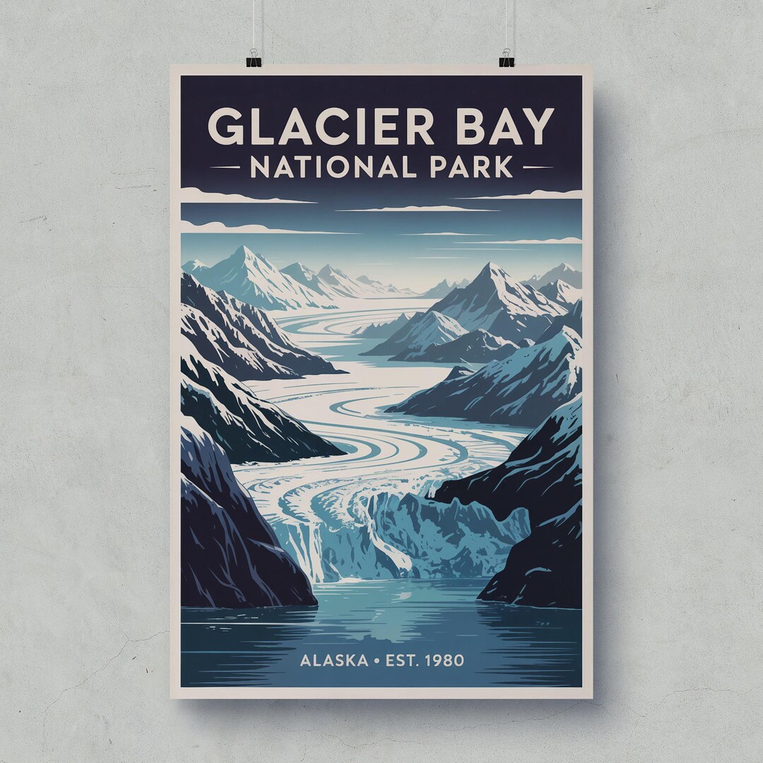 Glacier Bay National Park Poster: Vintage Alaska Travel Art Print - Etsy