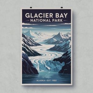 Poster del Glacier Bay National Park: stampa artistica vintage di viaggio in Alaska