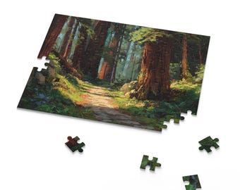 Redwood Forest Puzzle • Nature Scenic Jigsaw • Forest Path Puzzle • Relaxing Puzzle Gift • 120 / 252 / 500 Pieces