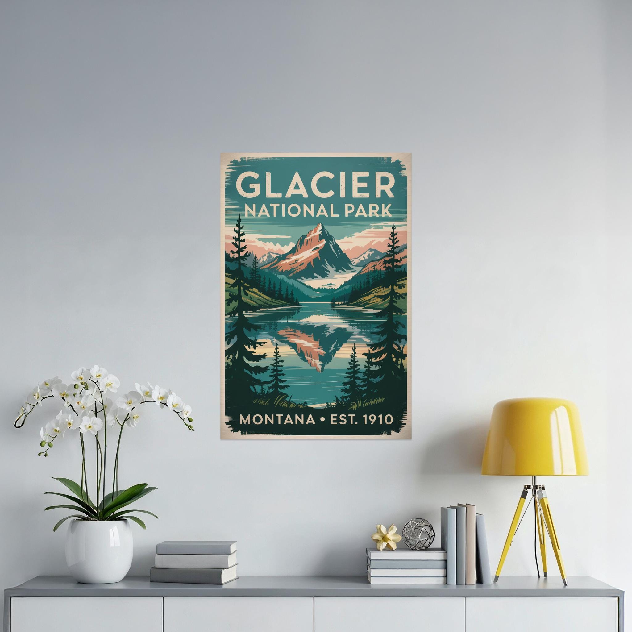 Glacier National Park Poster: Vintage Montana Landscape Art Print - Etsy
