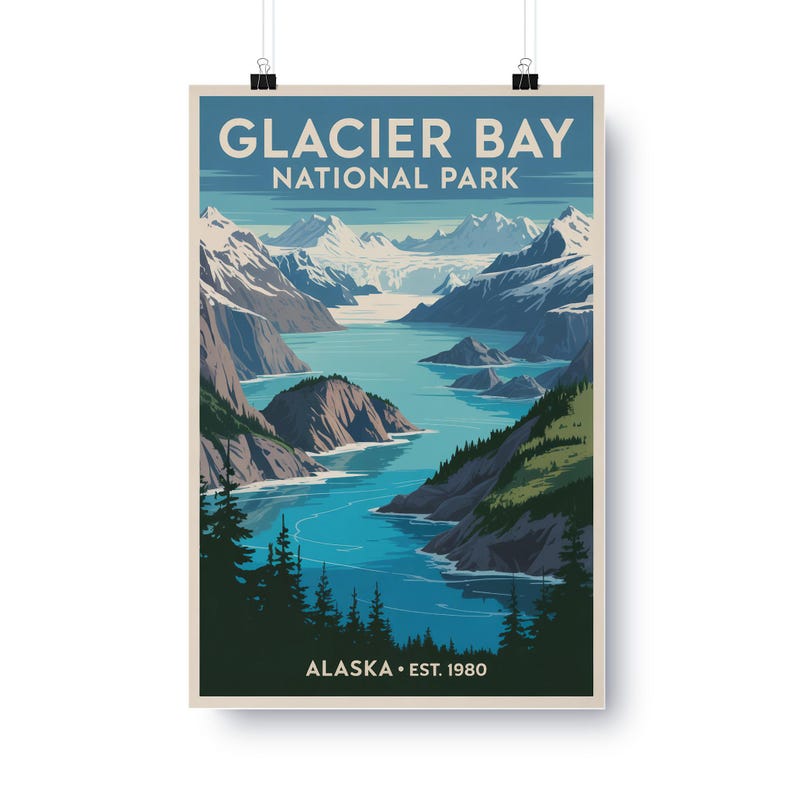 Glacier Bay National Park Poster: Vintage Alaska Travel Print - Etsy