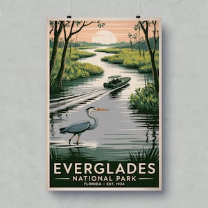 Vintage Everglades National Park Poster: Retro Florida Travel Art