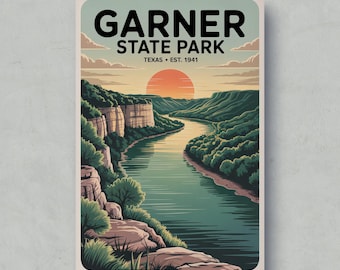 Garner State Park Poster, Vintage Texas Travel Print