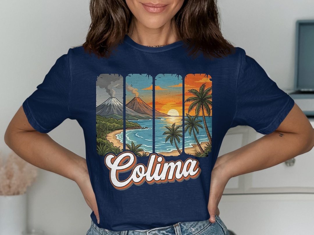 Colima Mexico T-shirt, Volcano Palms Beach, Vacation Apparel - Etsy