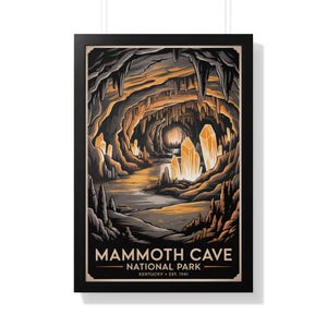 Mammoth Cave National Park Poster Wall Art Vintage Travel National Park Poster Kentucky Landscape Wall Decor Retro Cavern Art