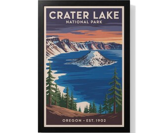 Crater Lake nationalpark-affisch: Vintage Oregon resekonsttryck