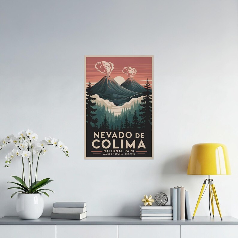 Nevado De Colima National Park Vintage Travel Poster, Mexican Volcano ...