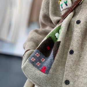Cute color block forest style thin coat 3D hook pattern sweet cardigan for girls Carrot embellished loose button cardigan image 3