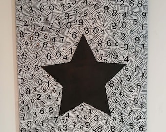 Multi - Media Painting - Op Art - Pop Art - Black & White - 16" x 20"