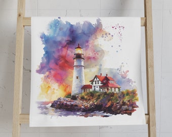 Watercolor Lighthouse Hand Towel