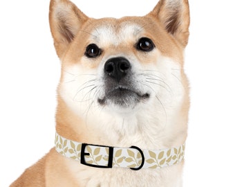 Beige Leaf Dog Collar