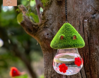 Mushroom Shaped Bird Water Feeder, Outdoor Hanging Bird Bath, Hummingbird Feeder, Garden Decorative  Hummingbird Waterer