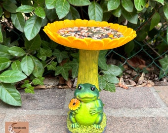 Sunflower Bird Bath & Feeder, Resin Garden Decoration, Hummingbird Feeding Station, Yard Decor, Bird Seed Ornaments