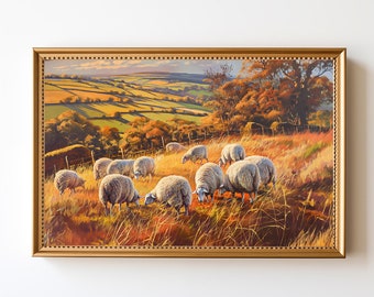 Autumn Grazing: Herd of Sheep in Ireland