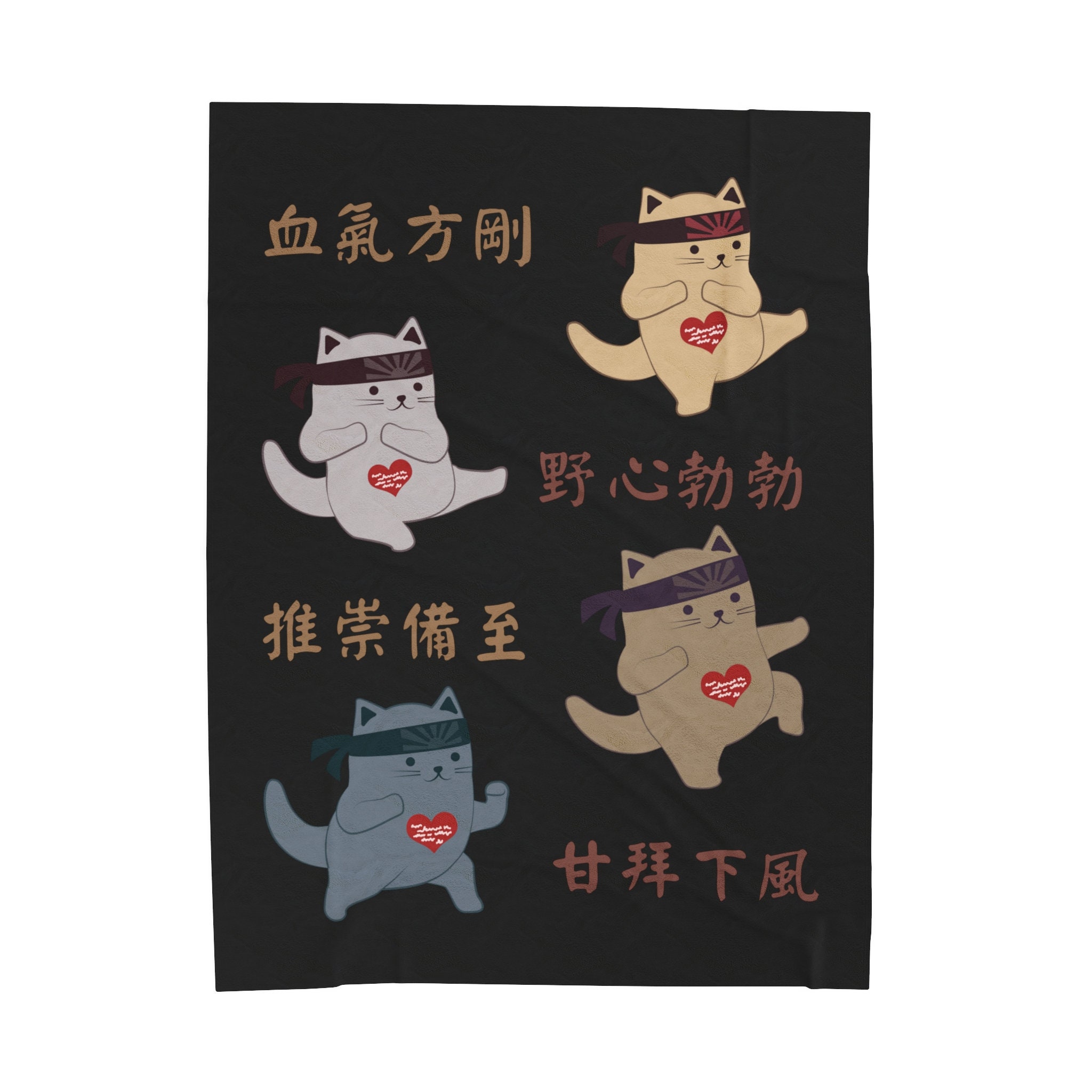 Kung Fu Cat Blanket Energy and Strength Idioms Black Etsy