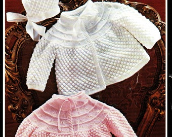 Vintage Cleckheaton MULTI KNITS Knitting Pattern Book 76. Kardigan i czapka dla niemowląt w 3-warstwowych, 4-warstwowych i 5-warstwowych wzorach. Natychmiastowe pobranie pliku PDF.