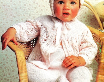 Vtg Patons 649 - Modello 12. Giacca, cuffia e leggings da bambino. 3 strati morbidissimo o babywool. Modello maglia vintage in formato PDF.